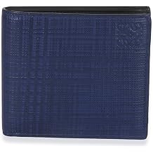 Pre-Loved Blue Calfskin Linen Anagram Bifold Wallet, Blue