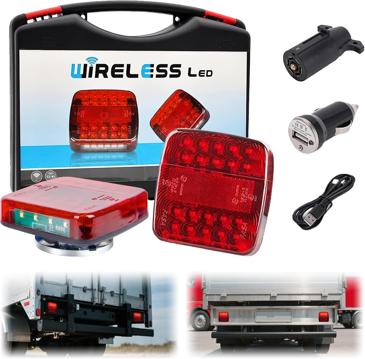 Wireless Trailer Lights Magnetic, New Rechargeable Wireless Trailer Tow Lights LED Kit Waterproof for Truck Camper RV