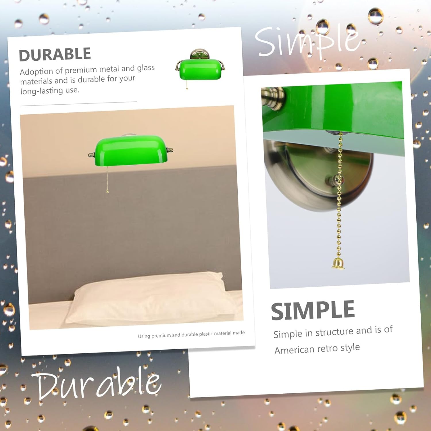 美式复古シングルヘッド壁照明 グリーンエレガントジッパー付きナイトランプ 寝室用ベッドサイドランプ インテリア装飾耐久性メタ