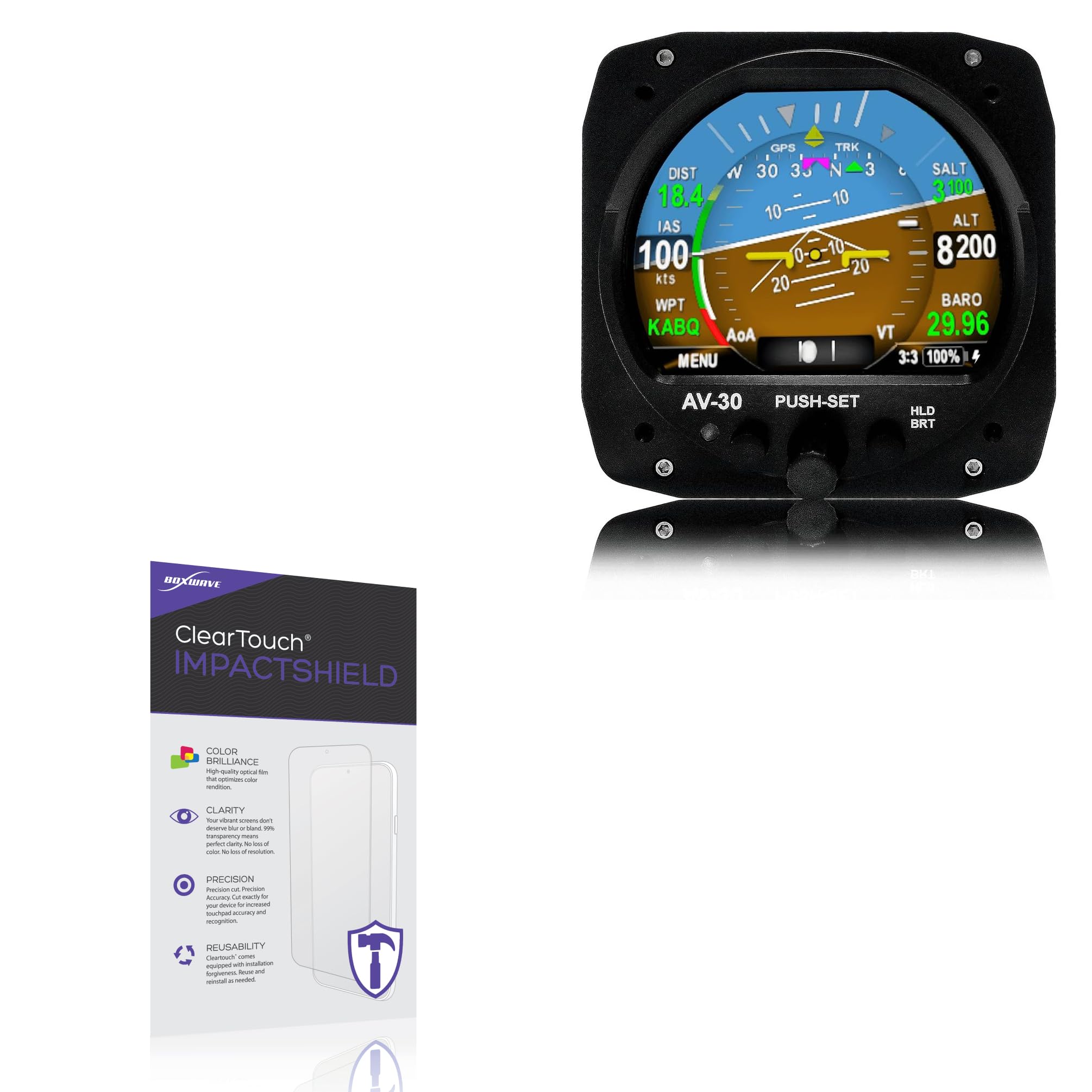 BoxWave Screen Protector Compatible With uAvionix AV-30 - ClearTouch ImpactShield (2-Pack), Impenetrable Screen Protector Flexible Film