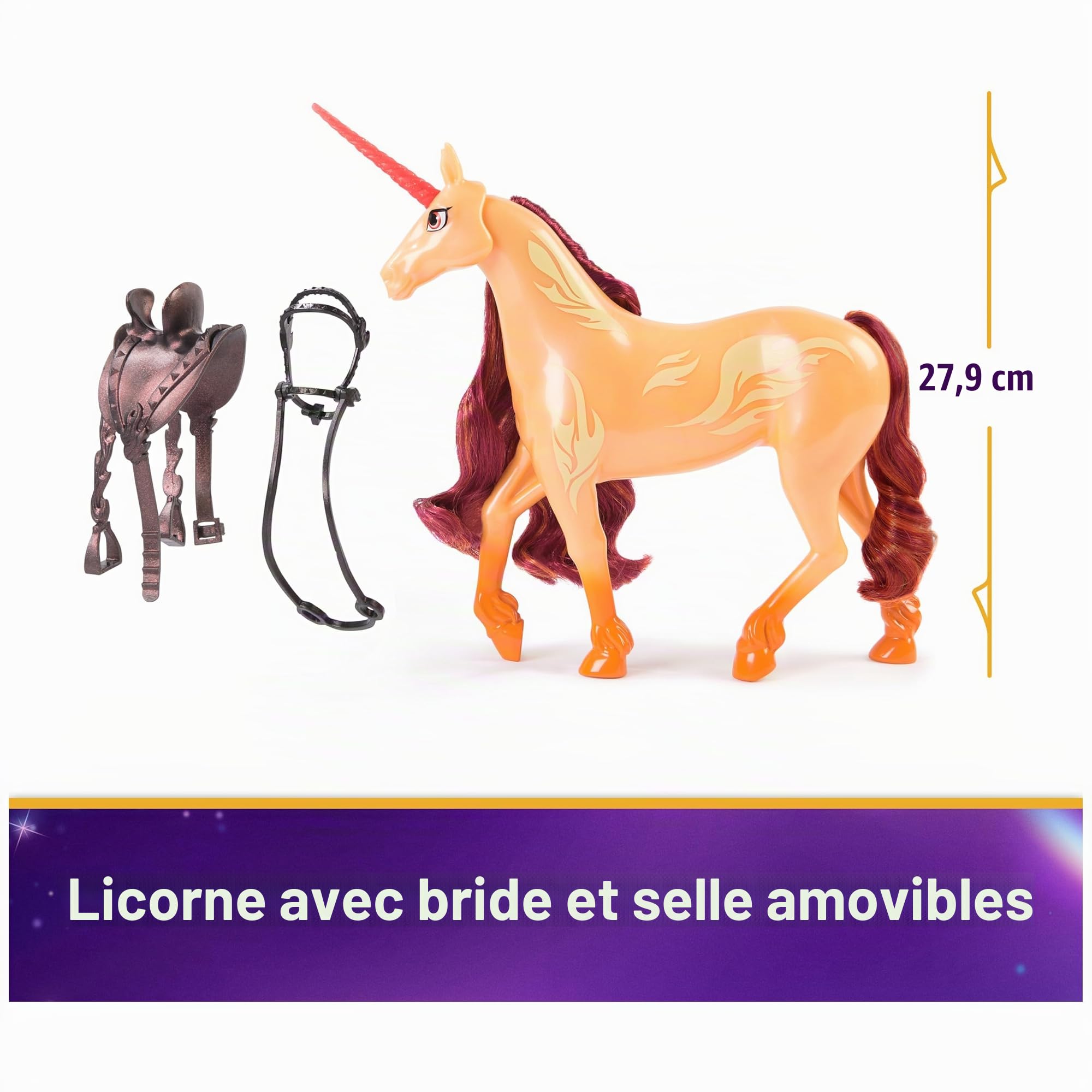 Unicorn Academy, Cinder Licorne avec Mouvement de tête, 2 Accessoires d'équitation, 27,9 cm, Compatible avec Les poupées Valentina Fashion, poupées et Jouets Licorne pour Filles