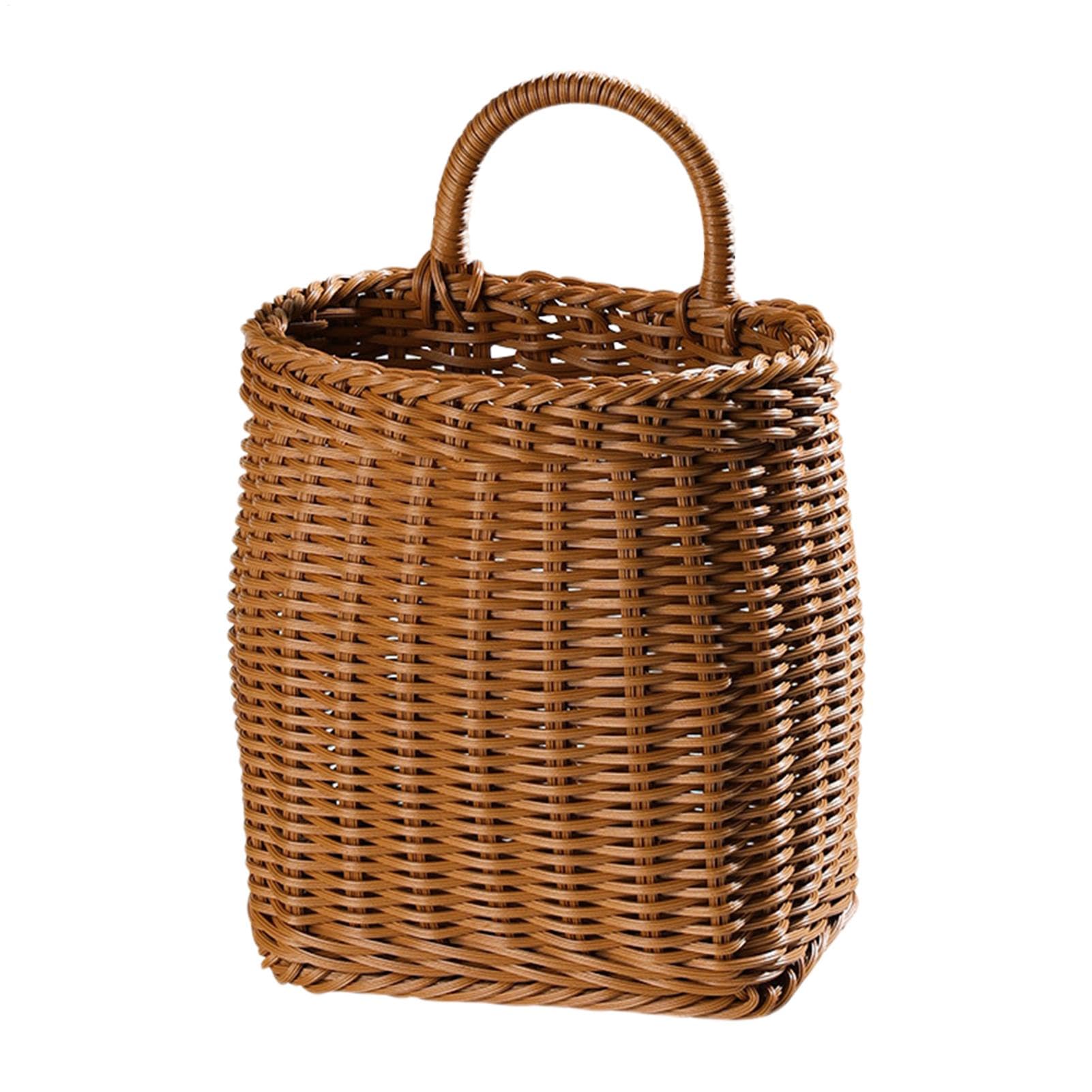 Woven Basket Wall Decoration, Rattan Wicker Wall Kitchen Baskets, Handmade Hangable Storage Organize, for Vegetable, Fruit, Flowers, Mail, for Home,Farmhouse,Garden