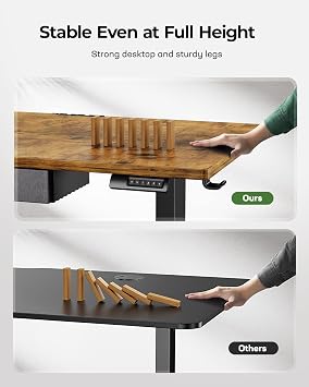 Standing Desk with Drawer, Marsail 48x24 Inch Height Adjustable Standing Desk Electric Stand Desk Sit Stand Home Office Desk Ergonomic Workstation Home Office Computer Gaming Desk Rustic