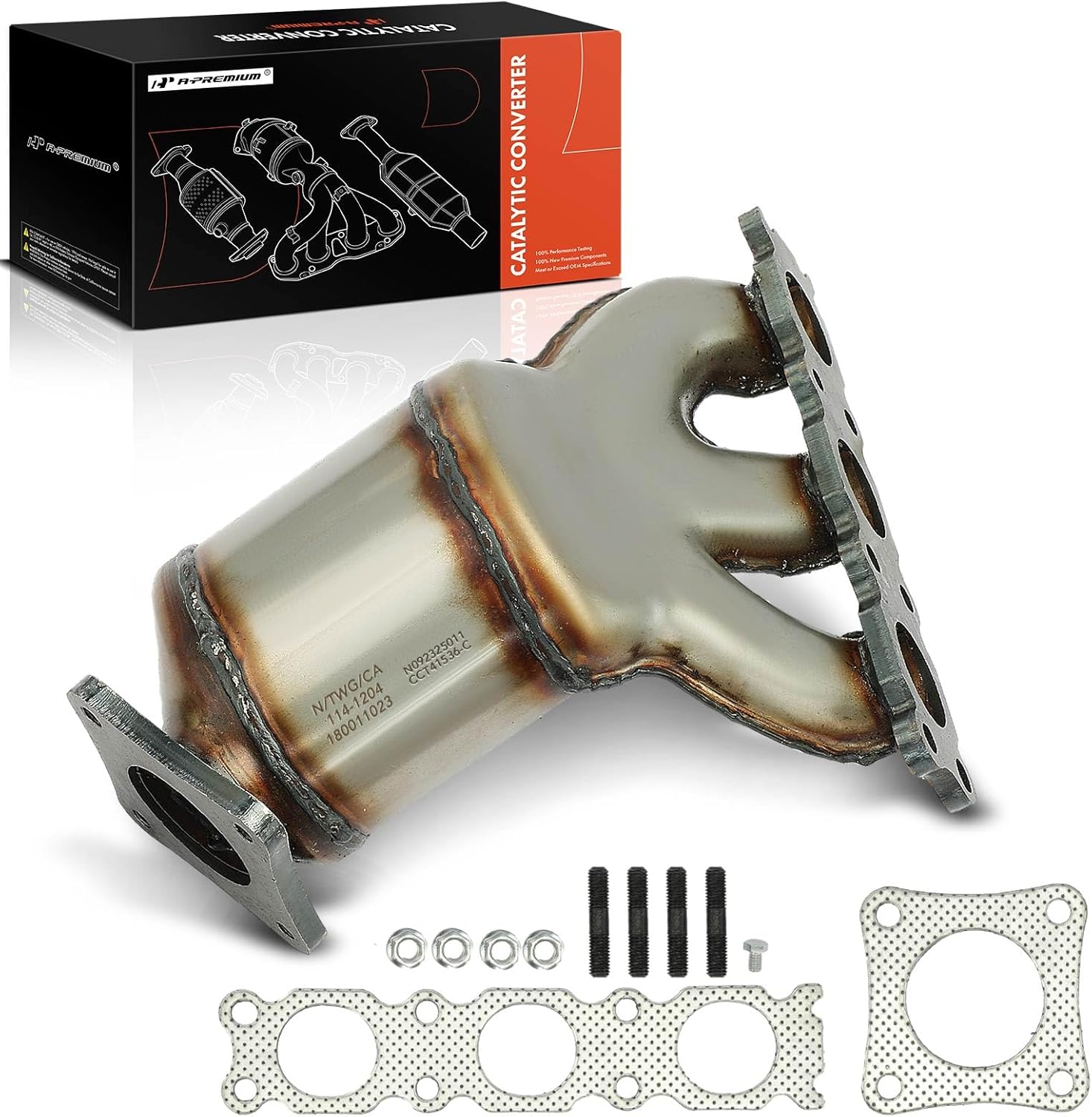 A-Premium Front Left Exhaust Manifold Catalytic Converter Kit Direct-Fit Compatible with Volvo XC60 2011-2015, XC70 2011-2015, S80 2011-2014, 3.2L, EPA Compliant
