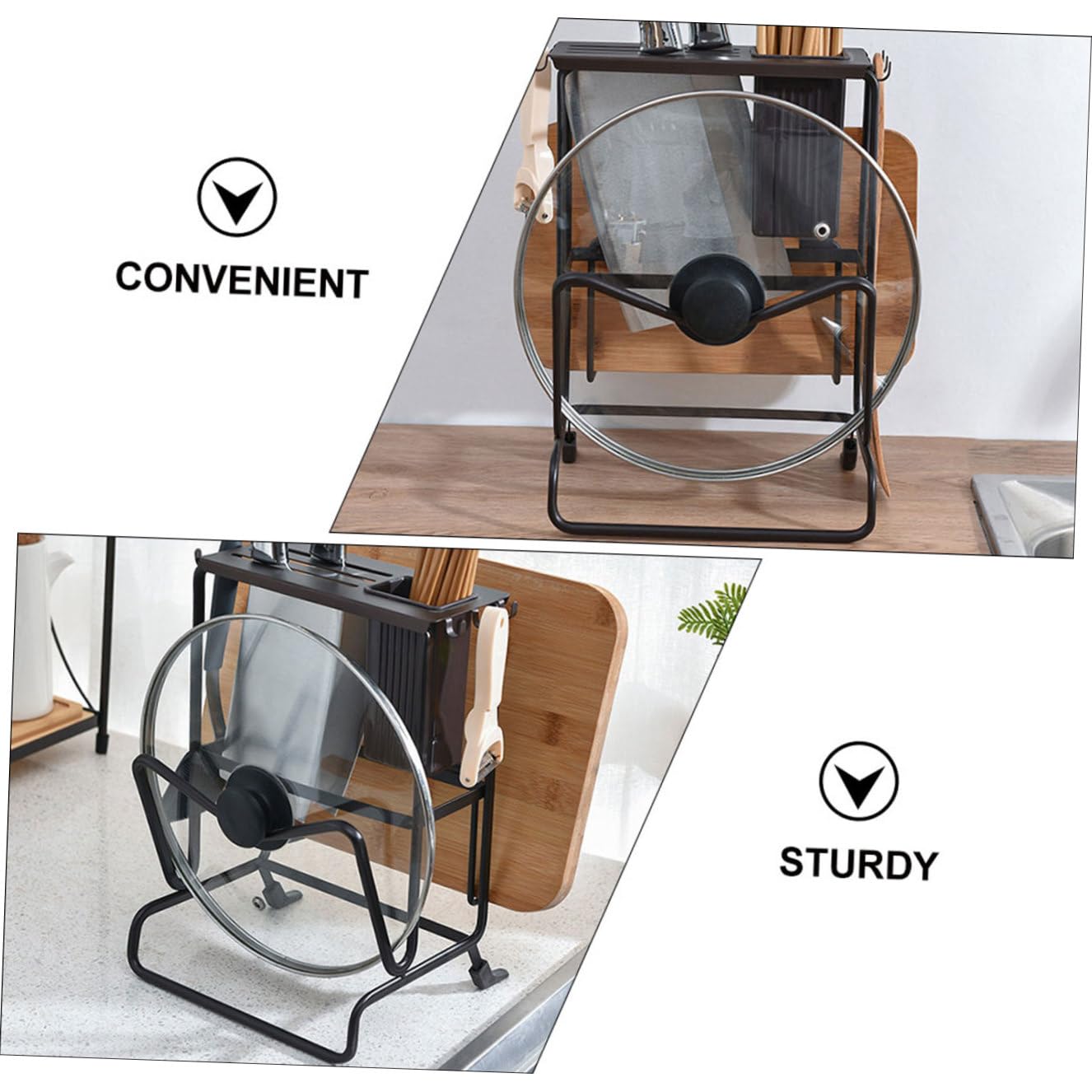 Support de Rangement Cuisine Multifonction pour Baguettes et Couteaux Noir