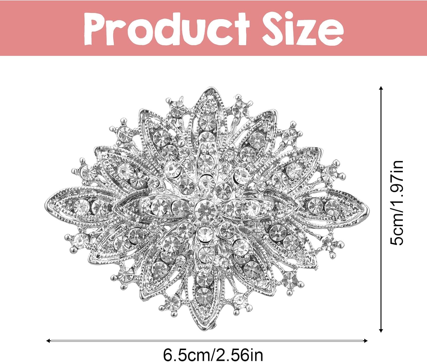 Yuanchu Rhinestone Brooch Pin for Women, Silver Crystal Brooch Pin for Women Vintage Brooches Elegant Wedding Bridal Corsage Accessory for Dress Sweater Coat Scarf