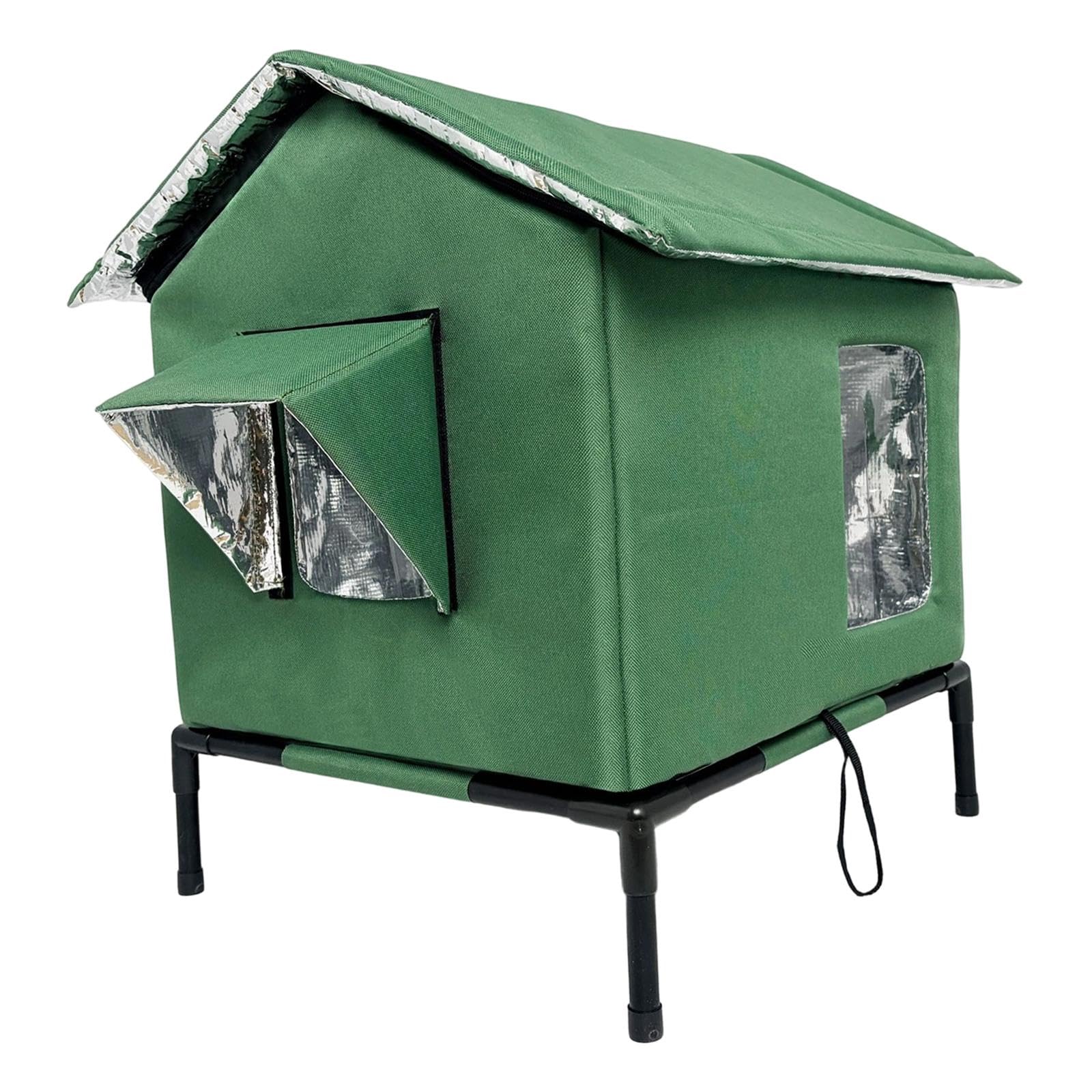 Niche portable surélevée pour chat errant et abri étanche vert taille M pour l'extérieur