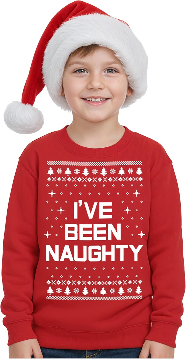 Tstars I've Been Naughty Sweatshirt Toddler Kids Ugly Christmas Sweater Style