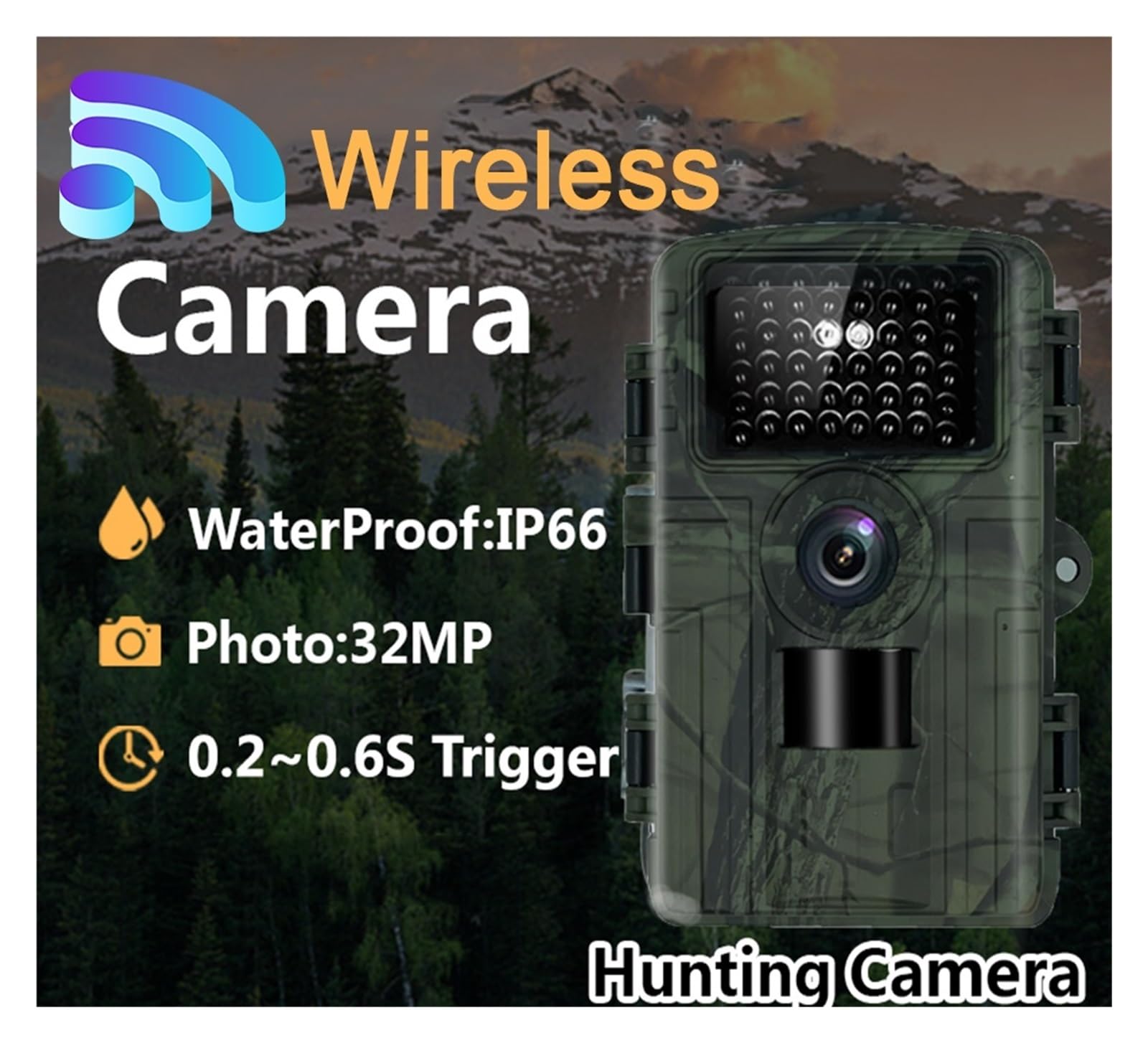 Kamera leśna, Gra Kamera Obserwacyjna Pułapka 32MP 1080P Vision Nocna Myśliwska 0.3-0.6s Wyzwalacz Fotopułapka Dzikiej Przyrody