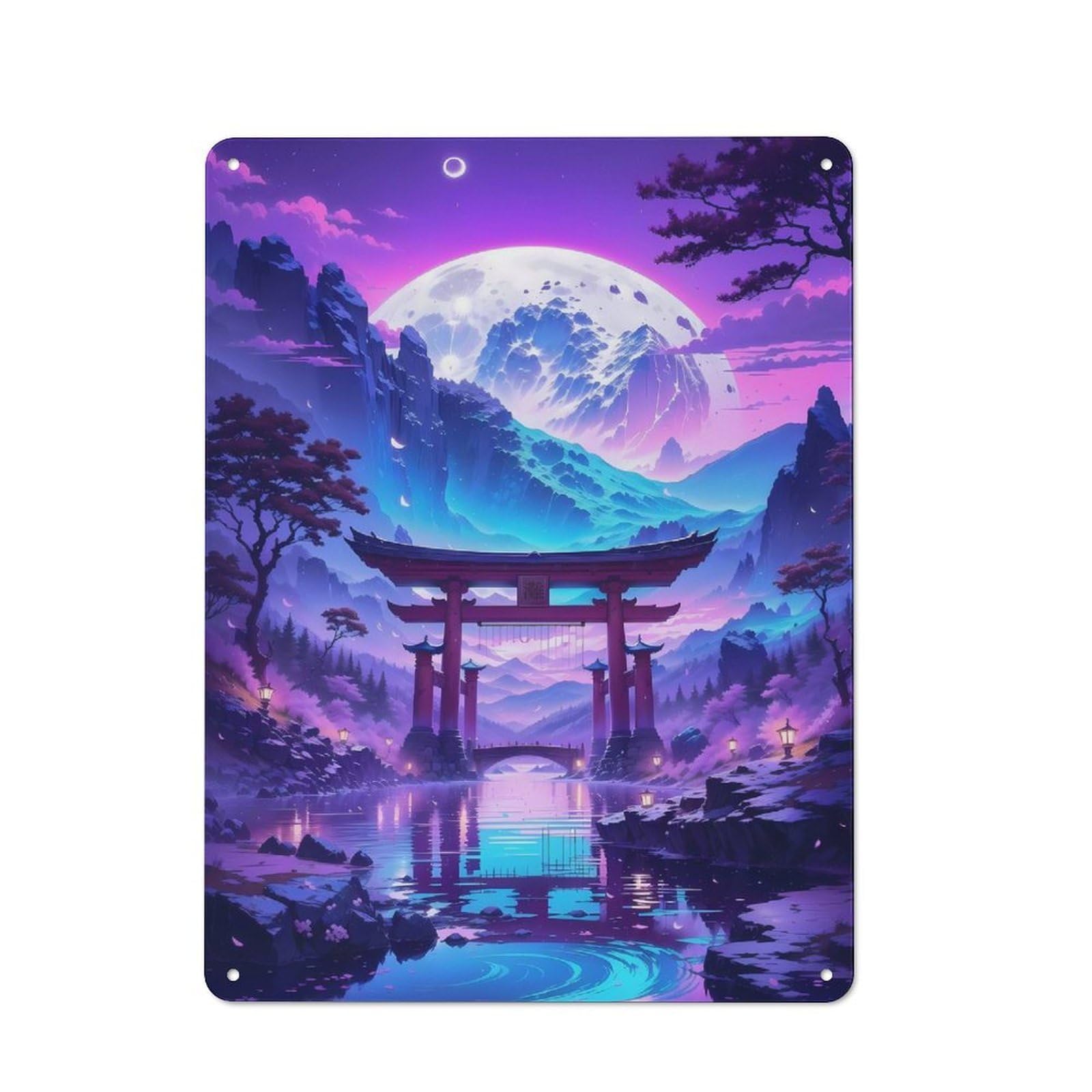 Cosmic Torii Gate Glow Metal Wall Plaque, Clean Printed Wall Decor for Party Wall, Porch Or Living Room, 40x30cm