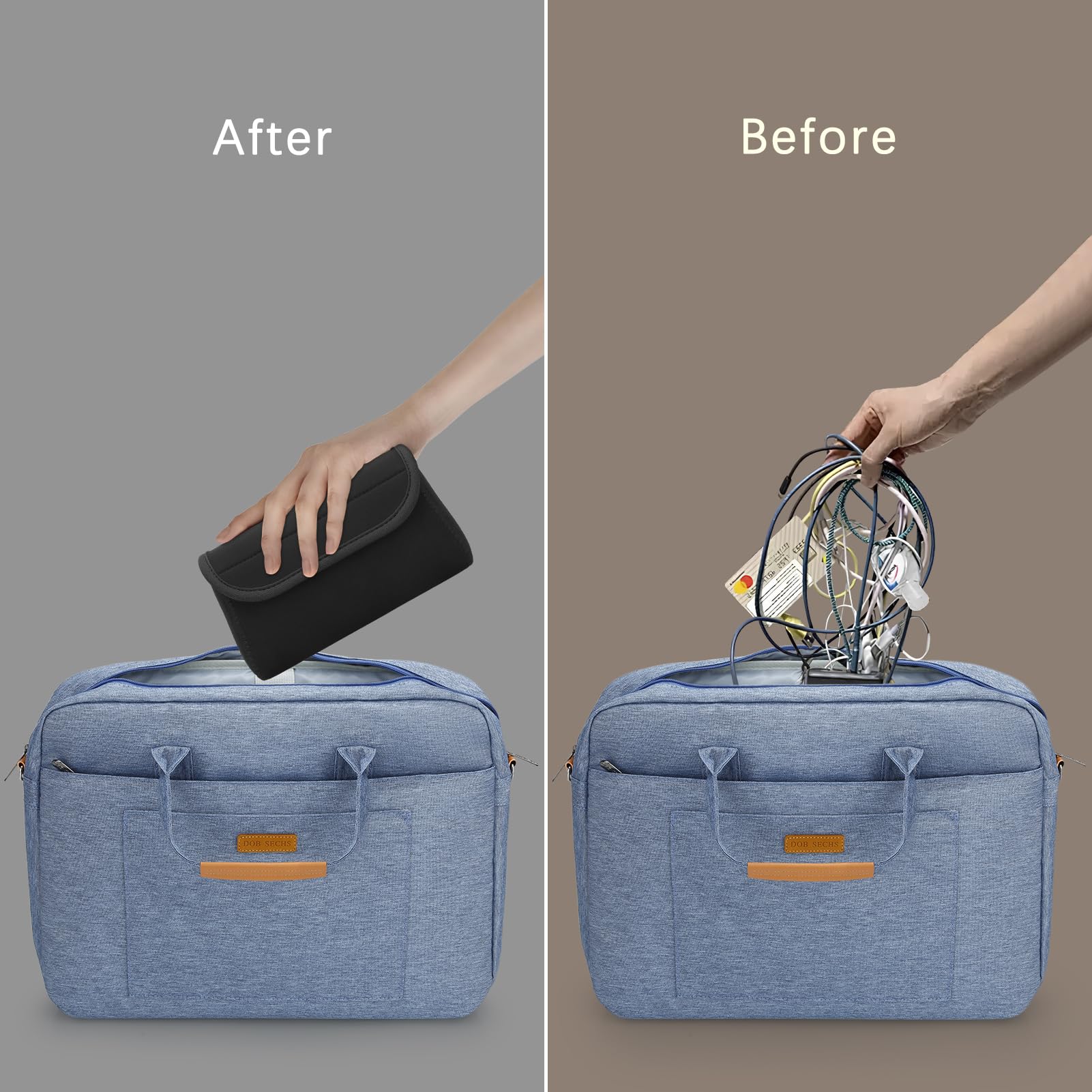Piccola custodia tecnologica in neoprene, borsa organizer per cavi da viaggio, accessori elettronici, borse per il trasporto di alimentatori MacBook, power bank, mouse wireless, caricabatterie
