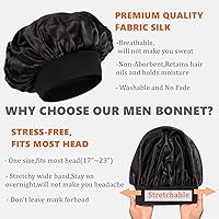 Vista 3 de Gorro para Hombre, Gorro de Satén para Dormir, Gorros de Doble Capa de Satén para Mujeres Negras con Cabello Rizado y Trenzas, Gorra Reversible