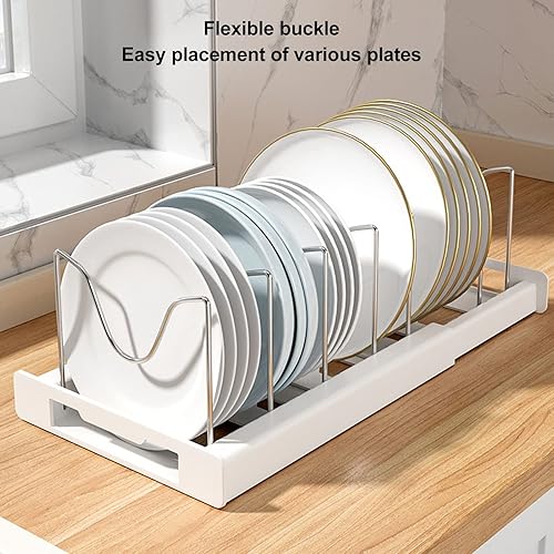 Miniatura 4 de Organizador expandible para ollas y sartenes para gabinete, tabla de cortar, soporte para tapa de olla, estantes de secado de platos con 7 divisores