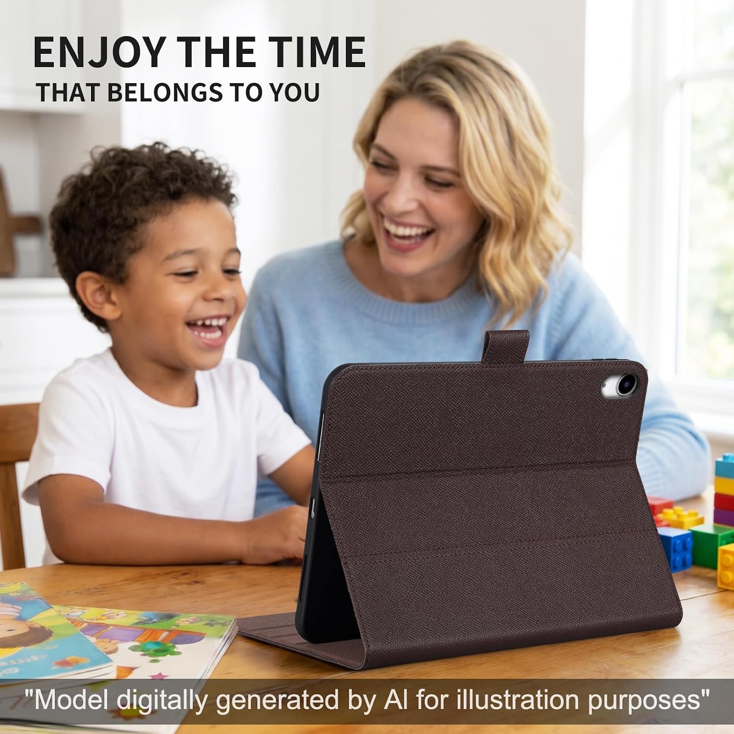 Genuine Leather Case for Ipad(A16) 11th Gen 11 inch 2025,Ipad 10th Gen 10.9 inch 2022,Full Grain Leather Cover Shell with Auto Sleep/Wake,Adjustable Stand,Magnetic Buckle Closure.Dark Brown