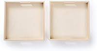 Vista 2 de Bandeja de madera/bandejas de madera Cajas cuadradas con asas - Sin terminar y pequeñas Para materiales Montessori, manualidades para pintar