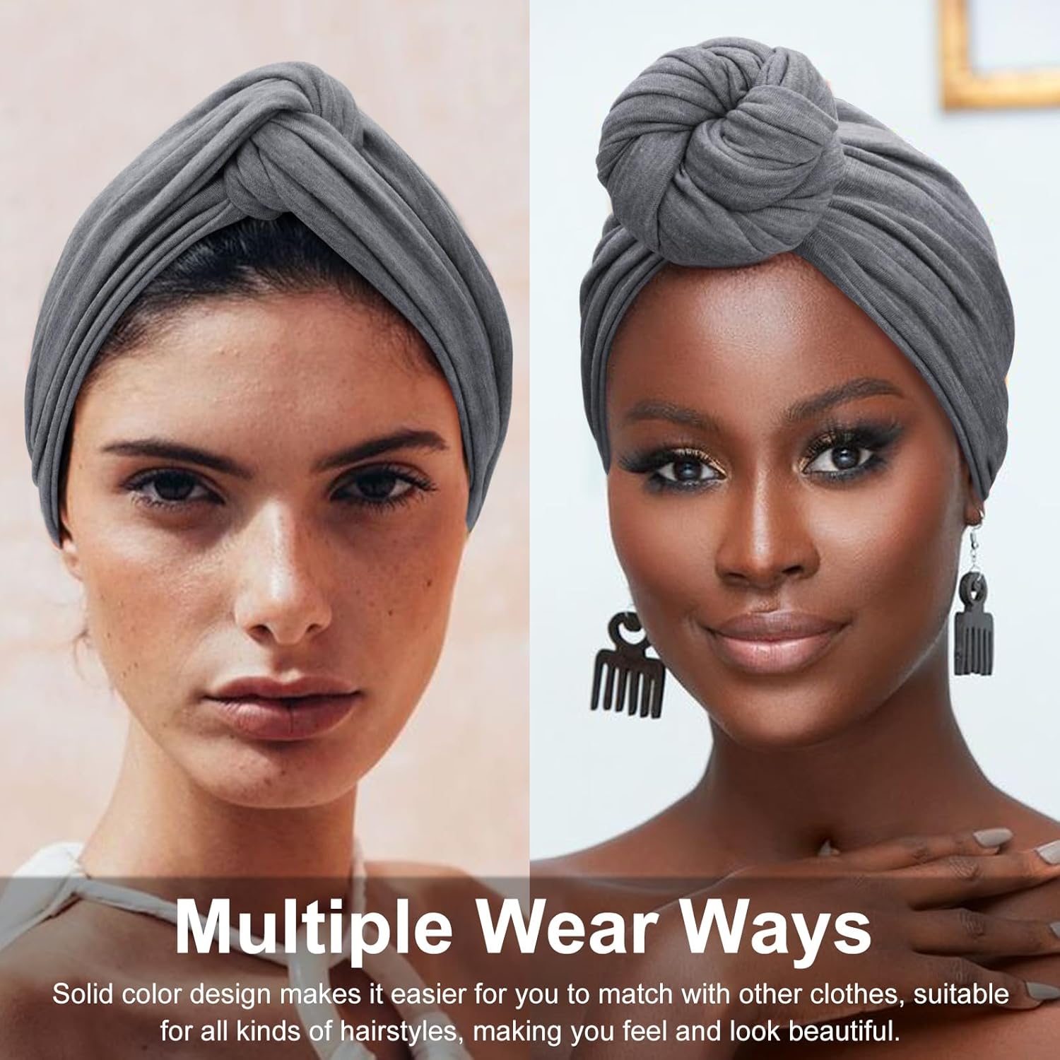 DRESHOW African Turban for Women Knotted Hairwraps for Sleeping Turban Headwraps Head Warmer Scarf for Black Women Chemo Cap - Image 4