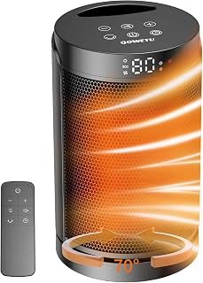 QOWETU Space Heater, 1500W Portable Electric Heaters for Indoor Use, PTC Ceramic Heater with Remote, Thermostat, 70°Oscillation, 12H Timer, Safe Quiet Room Heat
