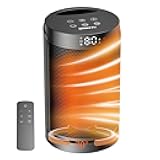 Small Portable Space Heater for Indoor Use - QOWETU 1500W Electric Heaters with Thermostat, 70° Oscillation, 5 Modes, Remote, 12H Timer, Quiet Heater for Office, Bedroom, Large Room