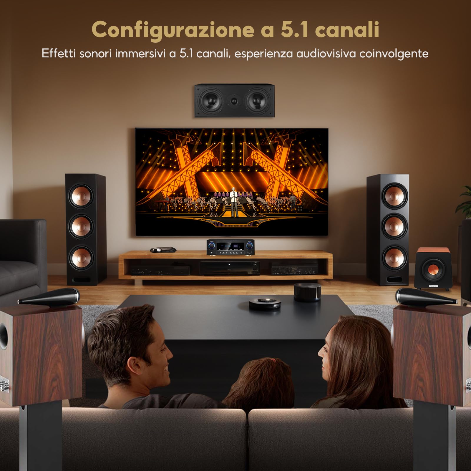 AIYIMA 800X 8 pollici Subwoofer alimentato, incredibilmente bassi profondi e amplificatore altoparlante subwoofer amplificato per home theater, ingressi RCA/AUX/LFE