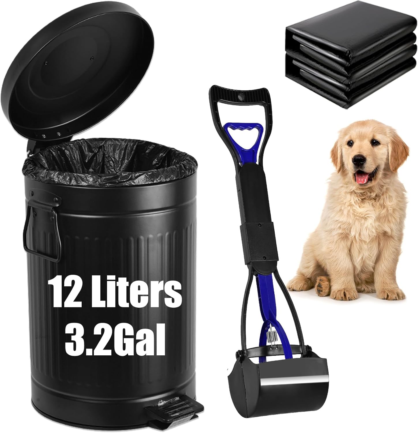 Outdoor Dog Poop Trash Can Dog Waste Trash Can, Metal Pet Waste