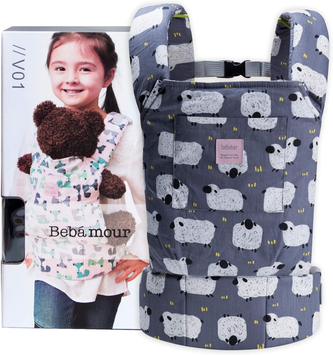 Bebamour Baby Dolls Carriers for Kids Cotton Front and Back Carrier for Carrying Stuffed Toys