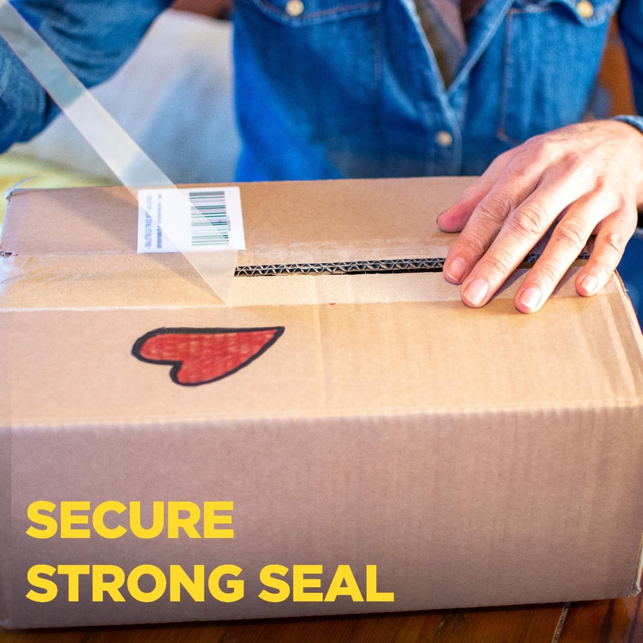 Scotch Secure Seal Packband, ultraklar, zuverlässige und langlebige Dichtung, 4,8 x 2,032 cm, 6 Verpackungsrollen mit Spender