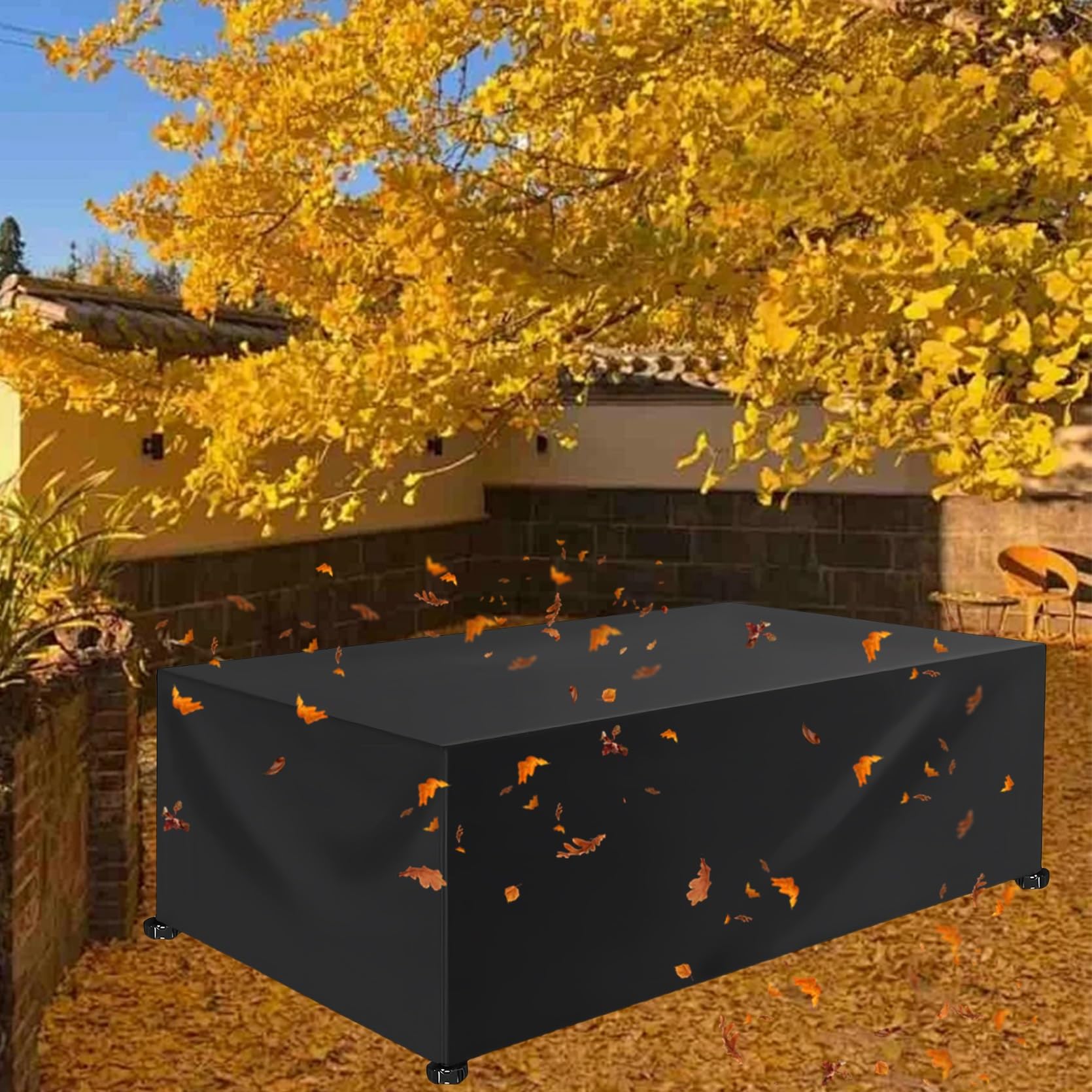 Xueqxue Black Patio Furniture Cover Waterproof 170 X 90 X 80 Cm(L X W X H) Furniture Sets Patio Table Cover, Tear Resistant, Fade Resistant, Square Garden Table Covers, For Any Furniture,
