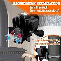 CWLAKON Mágneses Kályha Ventilátor Hőmérővel, Áramszükséglet Nélküli Kandallóventilátor 3