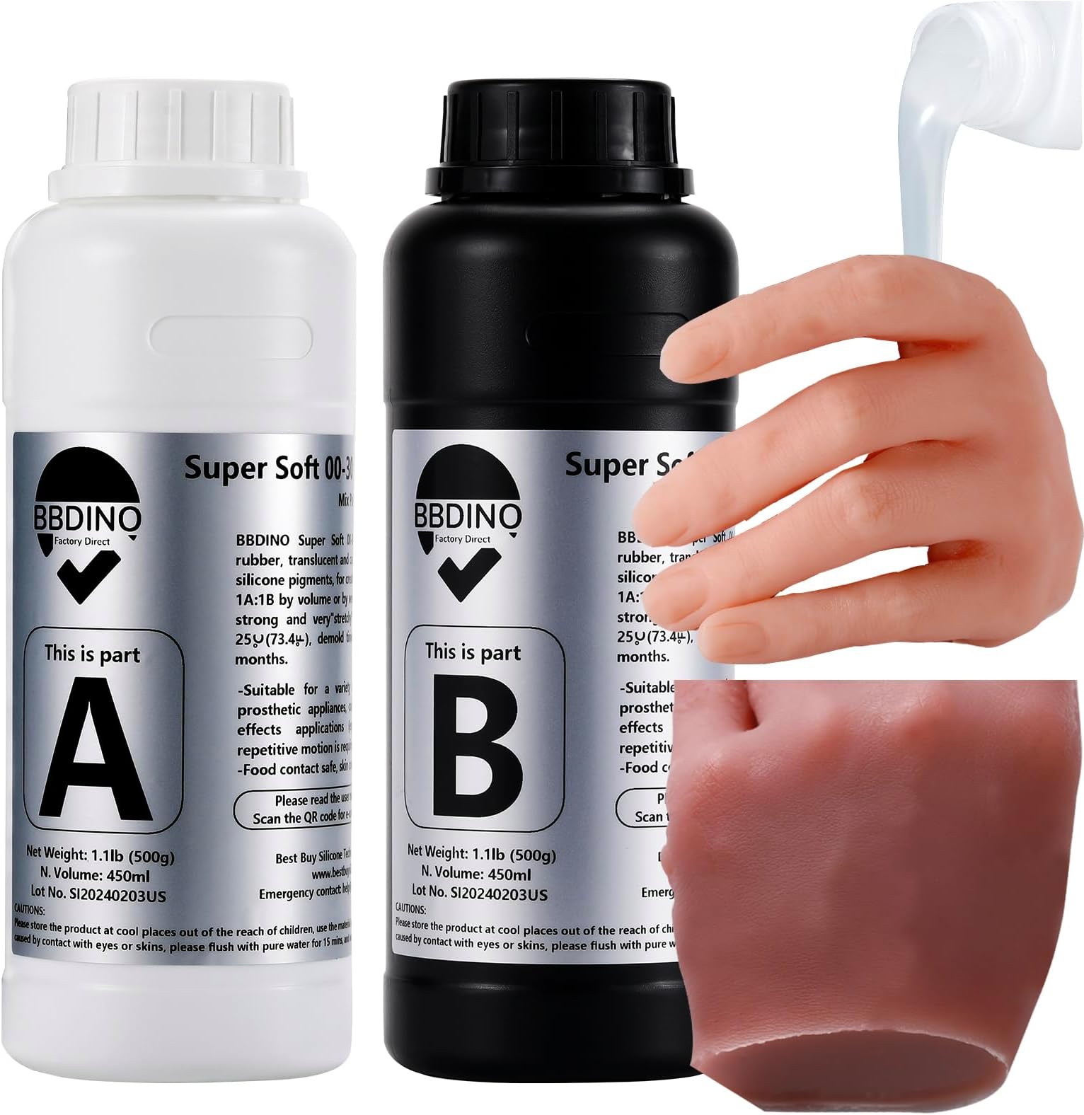 BBDINO Super Soft Silicone 00-30 Liquid Additional Super Soft Silicone Rubber Clear Translucent Extremely Flesh Like, Ideal for Making Professional Silicon Masks/Reborn Baby Dolls etc.