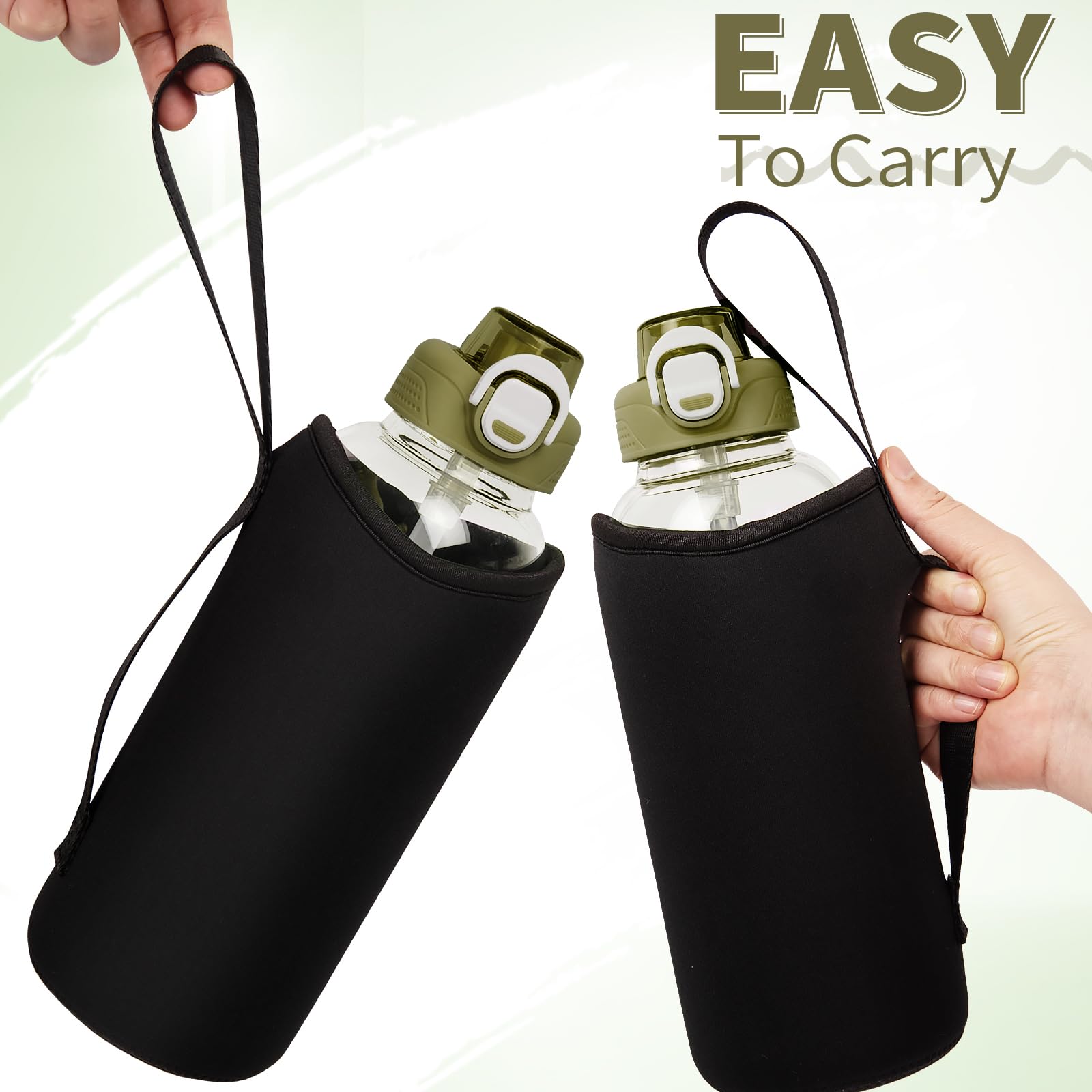 DEARRAY 1.5l Glass Water Bottle with Straw & Neoprene Sleeve 1.5 litre BPA free Large Glass Drinking Bottle Leakproof - Image 4