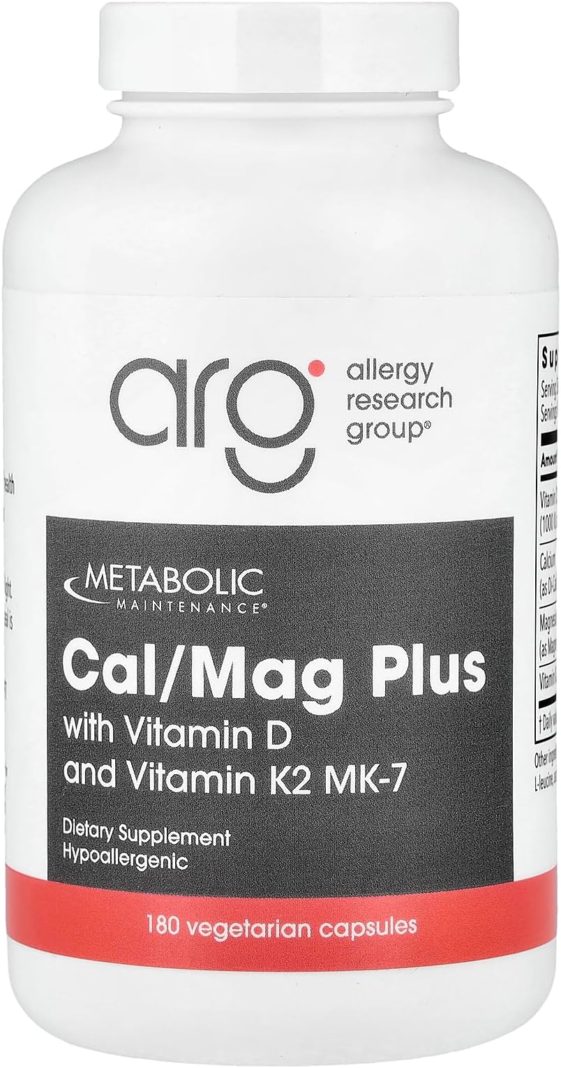Metabolic Maintenance Cal/Mag Plus with Vitamin D3 & K2 MK-7-2:1 Calcium Magnesium Citrate Formula - Supports Bone Strength & Calcium Utilization - High Absorption - 60 Servings - 180 Capsules