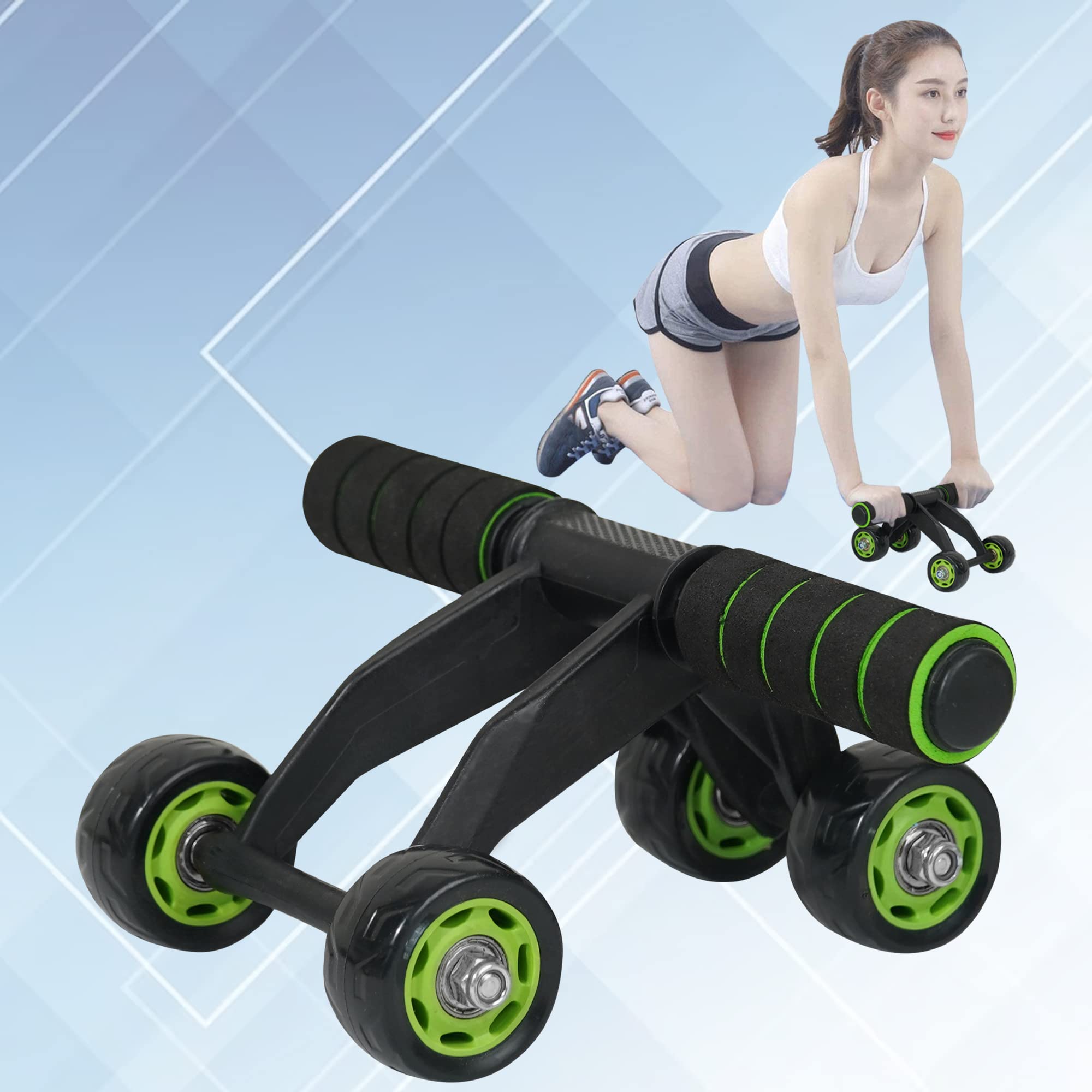Quick Fit Ab Roller | Ab Exerciser | Abdominal Wheel | Ab Wheel | Ab Wheel Roller | Abs Workout Equipment for Home Workouts, Ab Roller Wheel with Thick Knee Pad (Green-Black)-picture-32