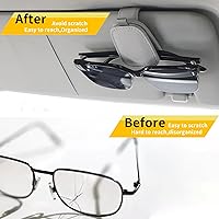 Vista 3 de Yuoyar Soporte para lentes de sol para vehículo, soporte de lentes de sol de cuero magnético y clip para tarjeta y boleta, accesorios para visera