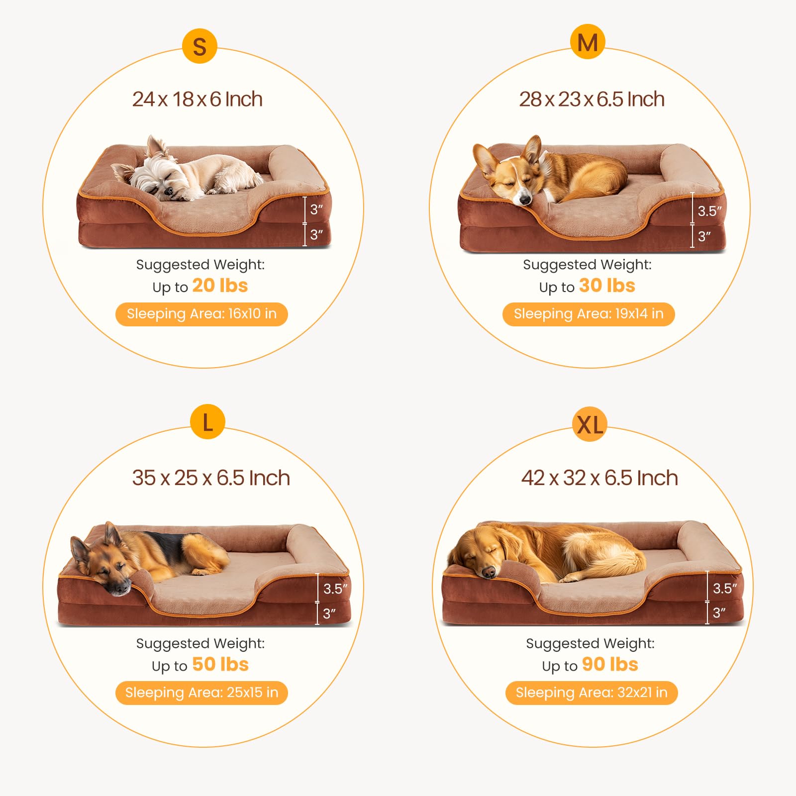 NEWBULIG 42x32 Inch Orthopedic Dog Bed Large Sized, Dog Couch/Sofa Bed with Washable Cover, Waterproof, Memory Foam, Soft Fluffy Surface - image 2