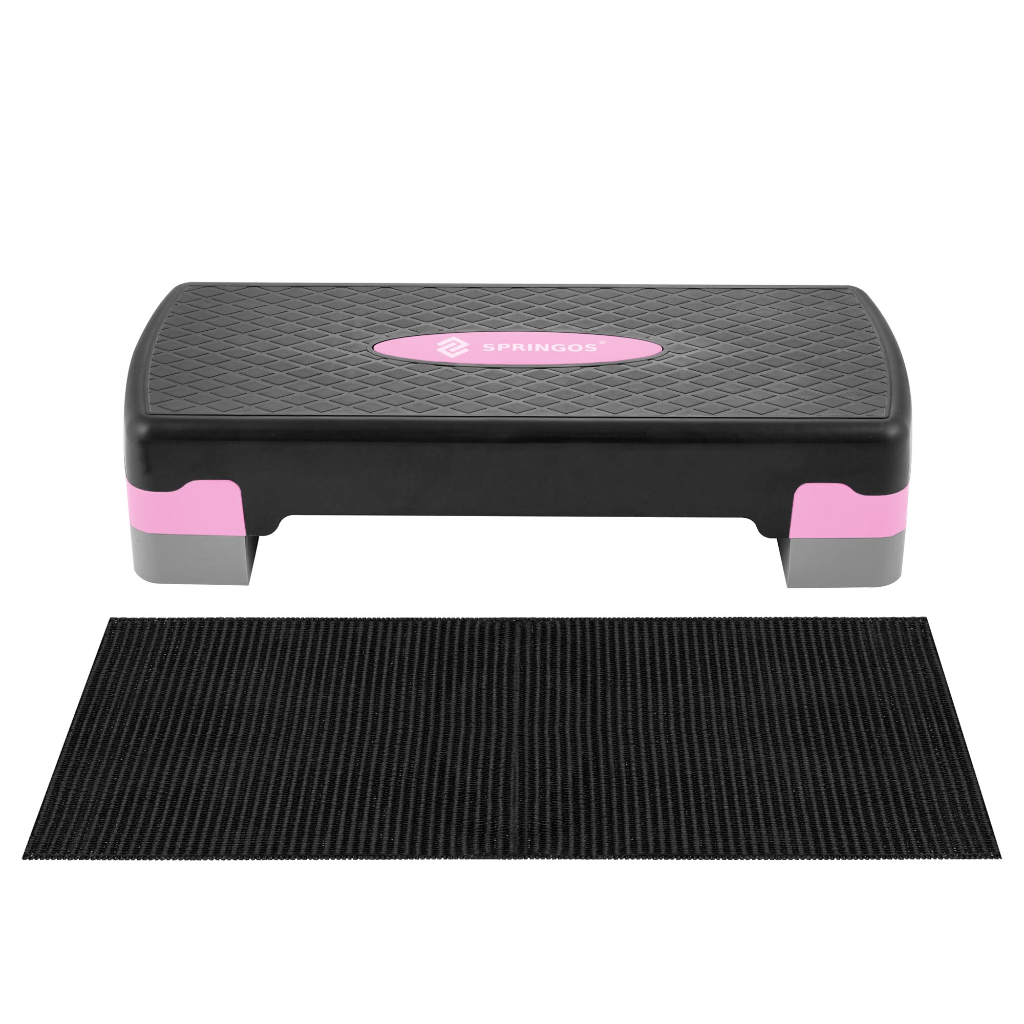 SPRINGOS Step Fitness Casa Stepper 68 x 28,5 cm, 2 Altezze Regolabili, Superficie Antiscivolo, Capacità Massima 350 kg – Ideale per Allenamenti Cardio e Muscolari
