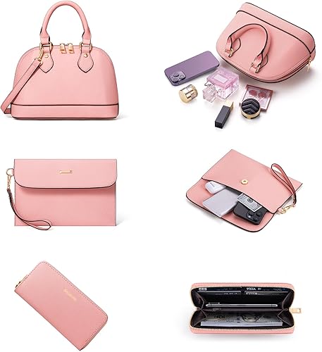 Vista 5 de 4 piezas de bolsos de mano de moda para mujer, monederos, bolsos de hombro, bolsas de mano informales, bolsas cruzadas, juego de bolso de regalo