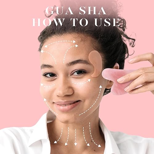Miniatura 3 de BAIMEI Gua Sha Herramientas faciales Herramienta de masaje de cuarzo rosa para aliviar la fatiga y tensar la piel, palos de masaje manual para