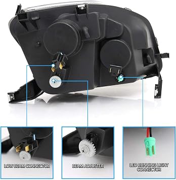 AmeriLite Black Projector Replacement Headlights Dual Halo LED Set for 97-01 Honda Prelude - Passenger and Driver Side