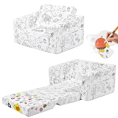 2-in-1 Convertible Sofa to Toddler Lounger - Convertible Floor Sofa Bed Doodle Art Furniture with Removable Cover Egg