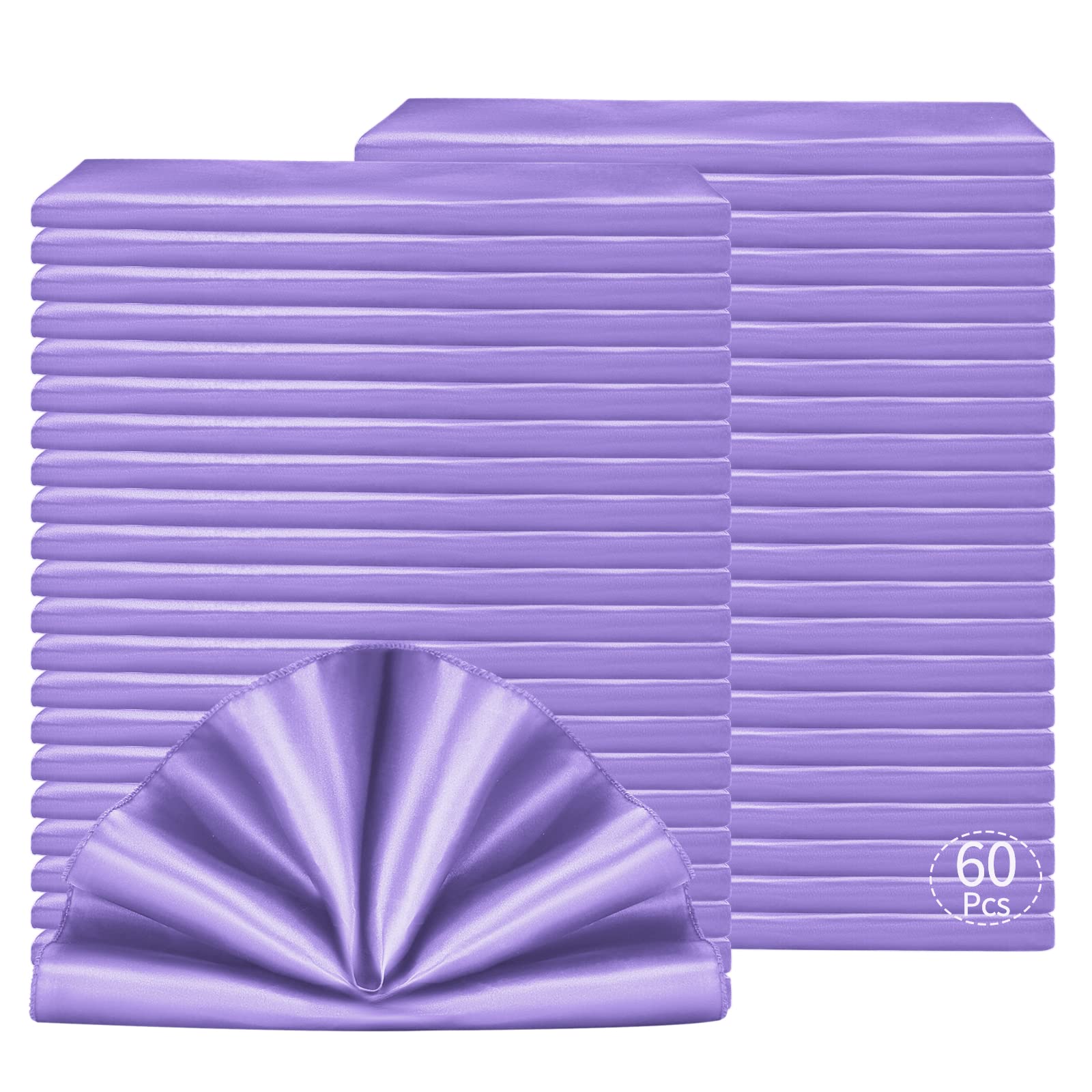 60 Tovaglioli Di Raso Lavanda 50x50 Cm - Morbidi, Lucidi E Riutilizzabili Per Matrimoni, Cene E Ristoranti | Eleganti E Lavabili In Lavatrice
