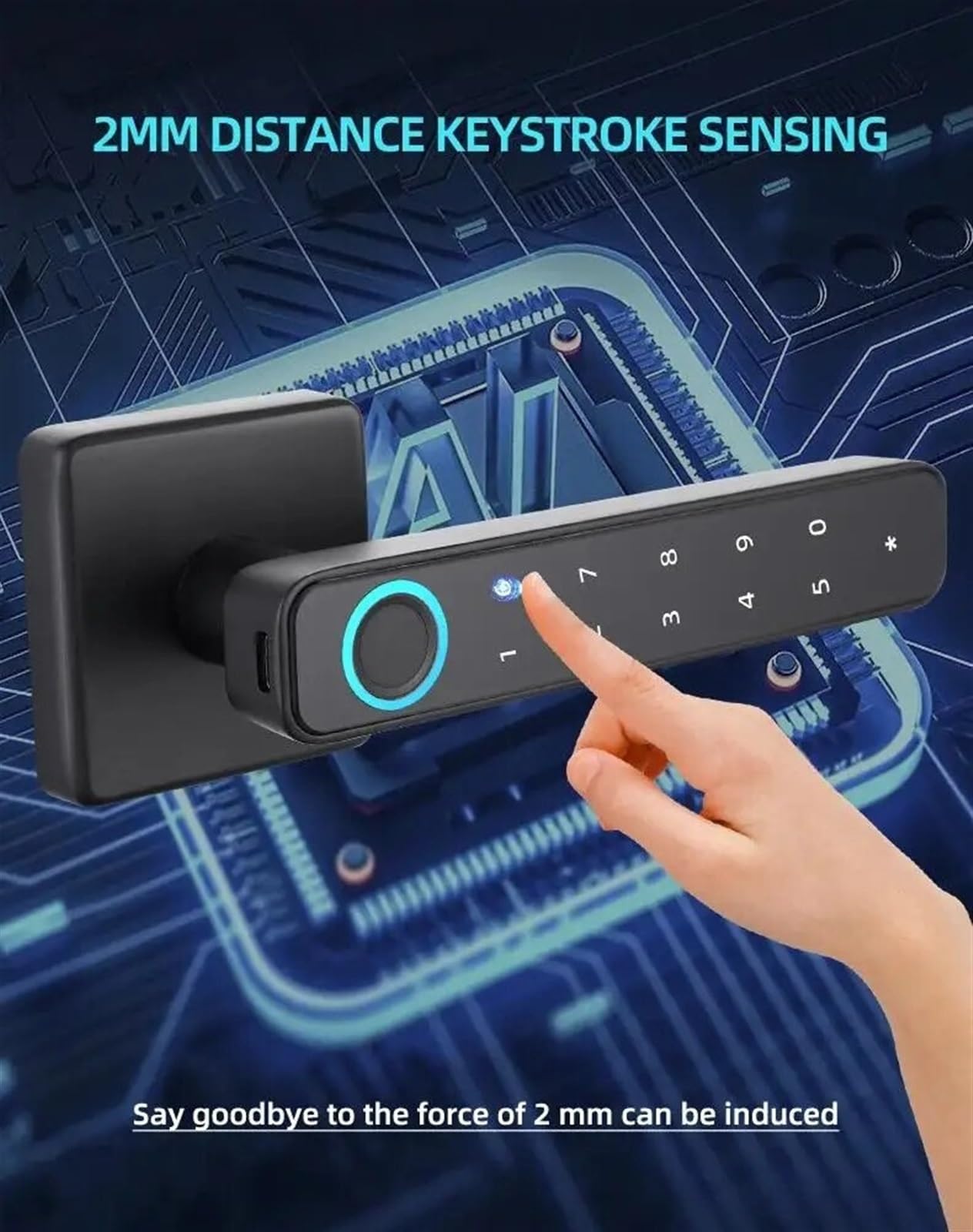 Serratura intelligente, Serratura for porta con impronta digitale intelligente Bluetooth password di sblocco chiave meccanica for in legno maniglia singola Smartlife