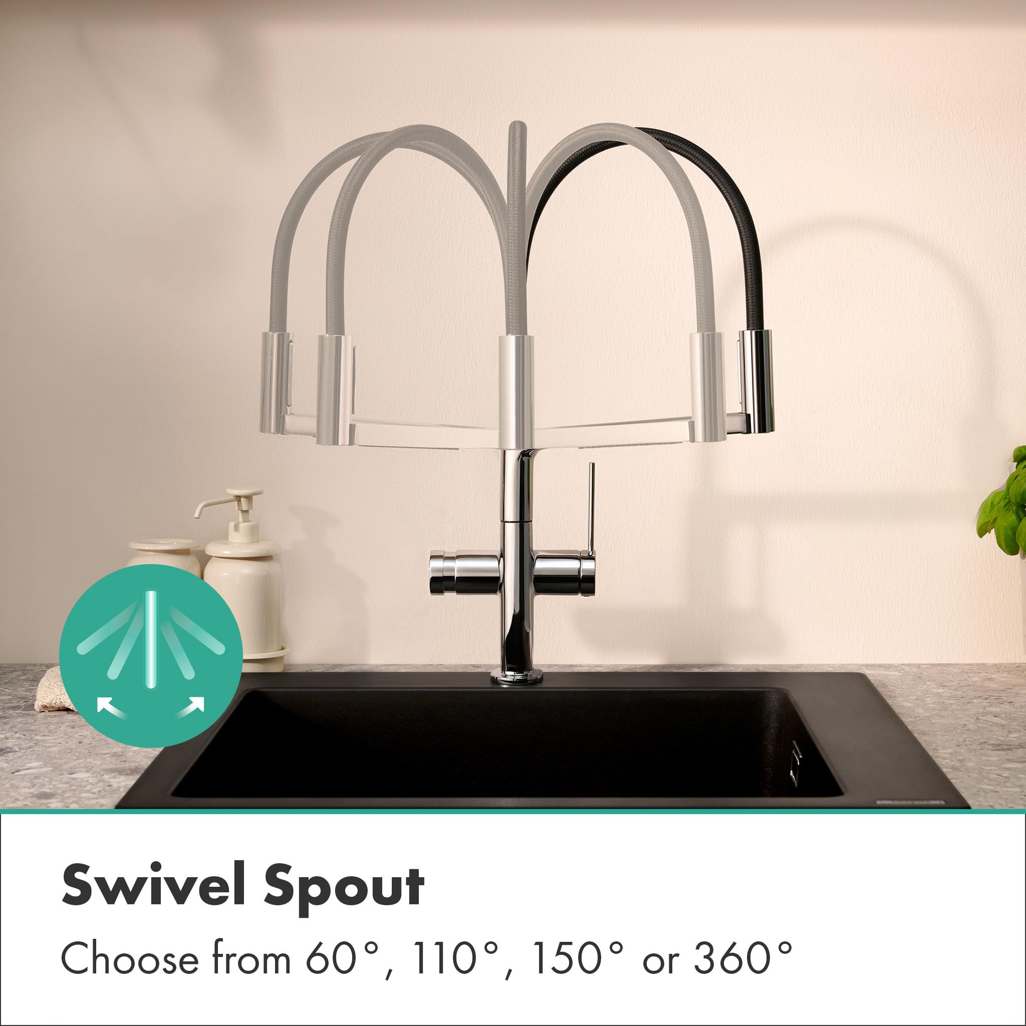 hansgrohe Talis Select M54 PowderSpray - Küchenarmatur mit Brause ausziehbar, SemiPro, 3 Strahlarten, Wasserhahn Küche mit Auslaufhöhe 210 mm, Mischbatterie Küche 360° schwenkbar, Chrom, 72861000