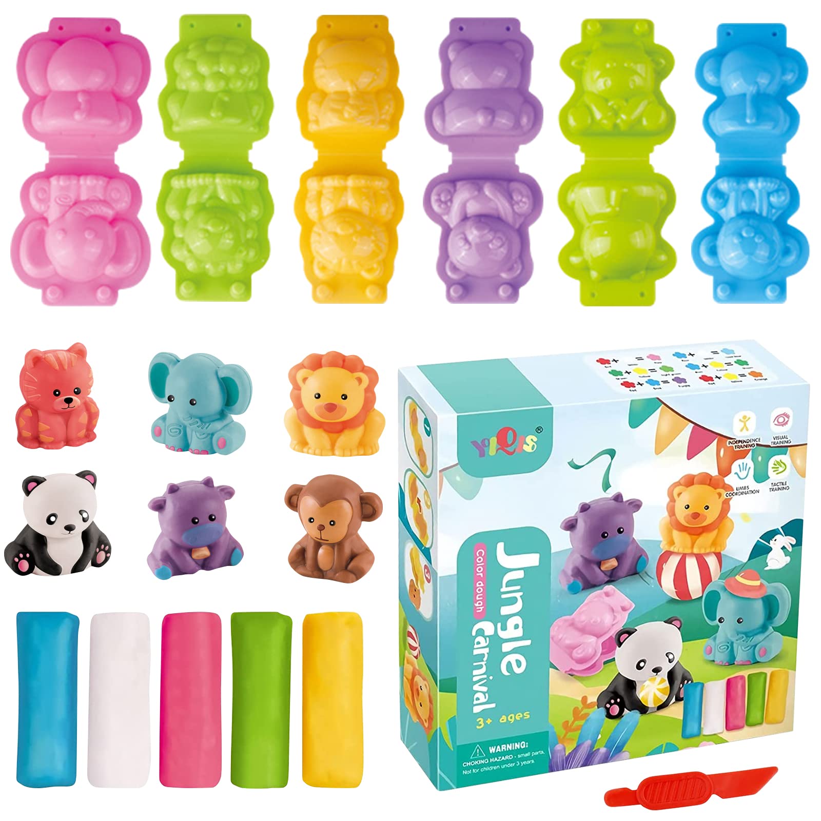 Seasboes Juego de accesorios de plastilina, 12 herramientas de plastilina, herramienta de amasado, herramienta de amasado, dinosaurio animal para niños, regalo educativo creativo para niños