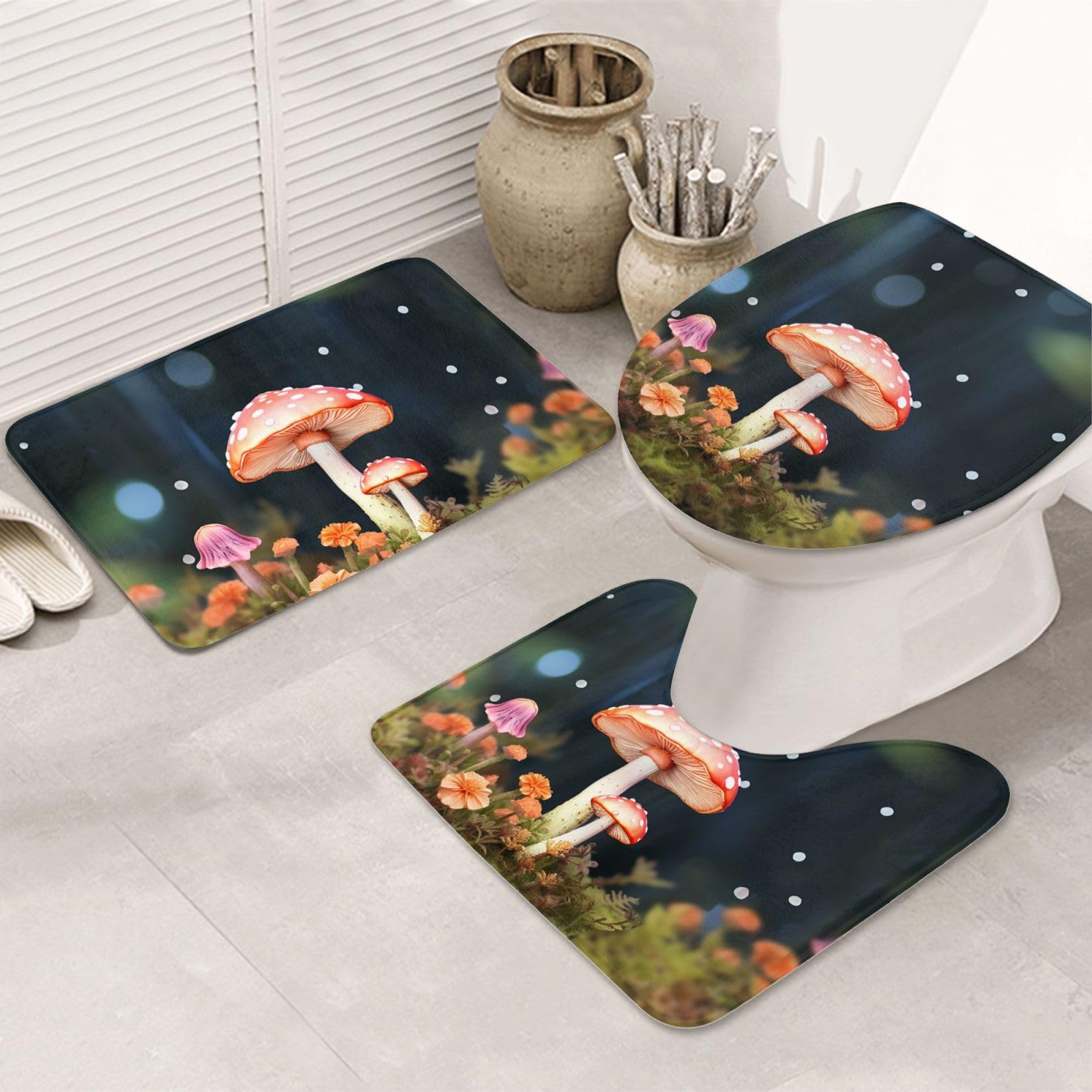 Tapis de salle de bain ultra absorbant lot de 3 avec dossier antidérapant et contour U