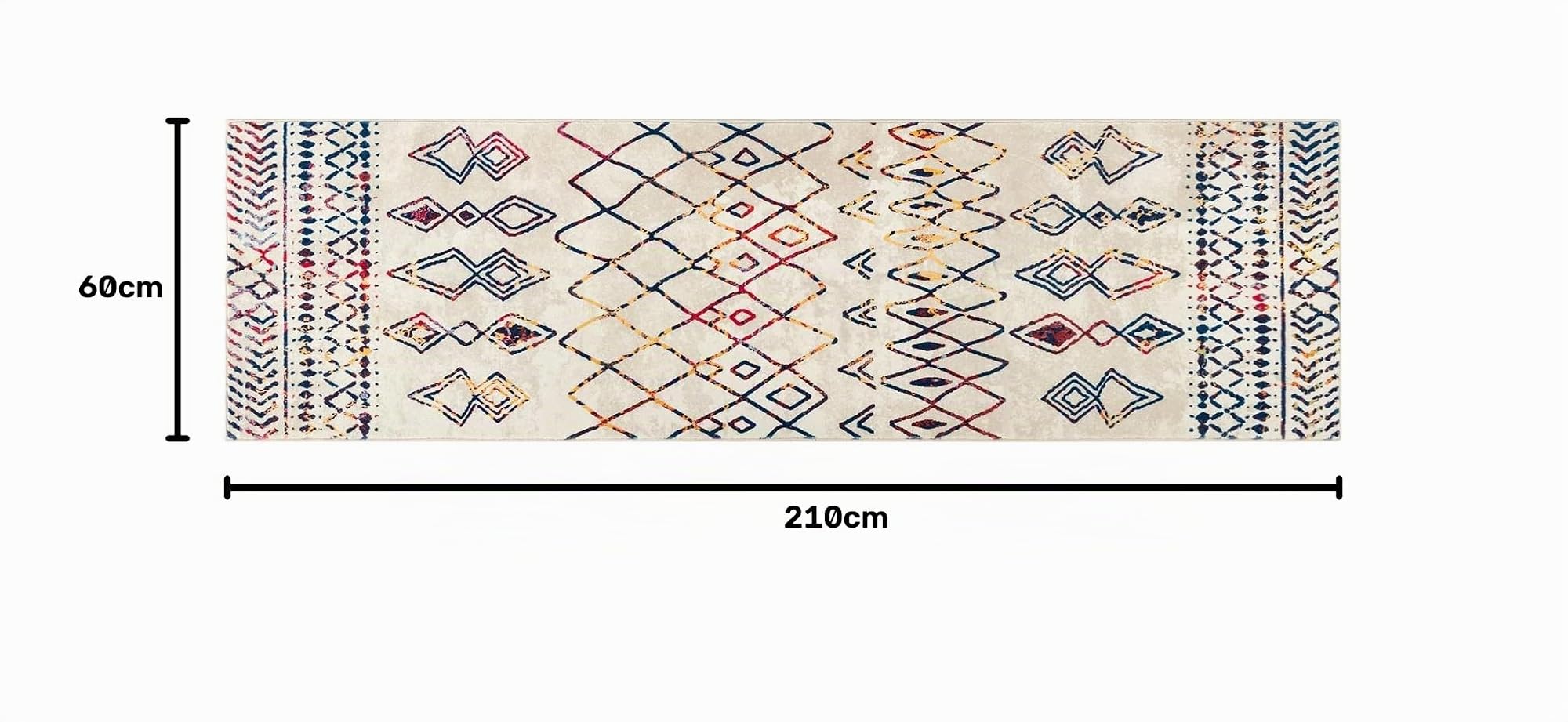 Carvapet Läufer Teppich 60x210cm rutschfest Lang Küchenteppich Waschbar Teppichläufer Weiche Mikrofaser Geometrisch Flächenteppich Laufteppich(Multicolor)