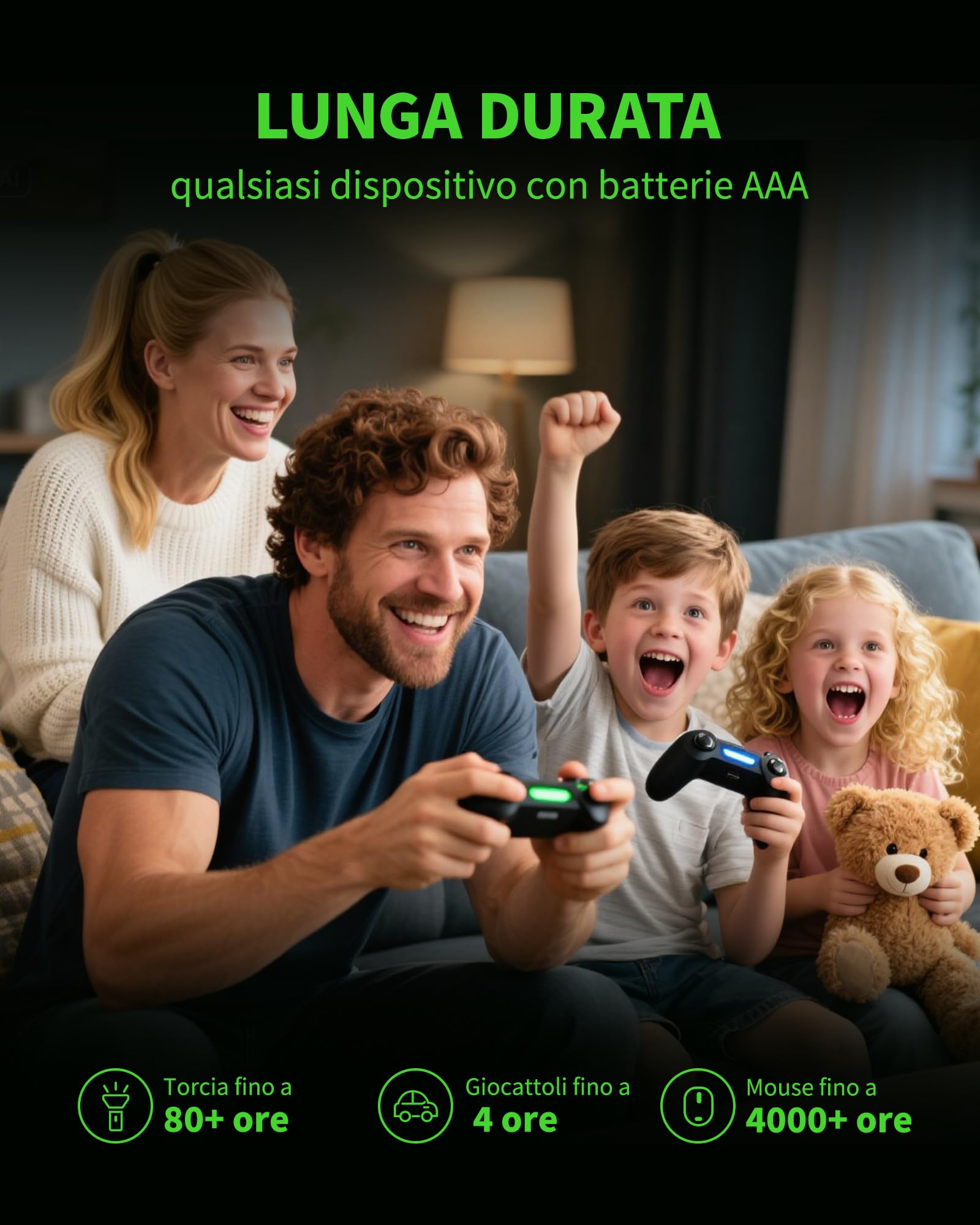 EBL 8 x AAA Batterie Ricaricabili Durature 1.2V, Pile Ricaricabili 1100mAh Ni-MH 1200 Tech