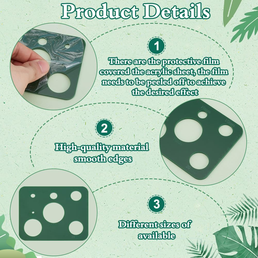 PH PandaHall 4PCS Safety Eyes Insertion Tool Green Auxiliary Tool for Attaching Safety Eyes and Washers Eyeball Gauge Board Rectangle Crochet Tools for Crochet Stuffed Animal Eyes 3/6/10/15/20/25/30mm - Image 4