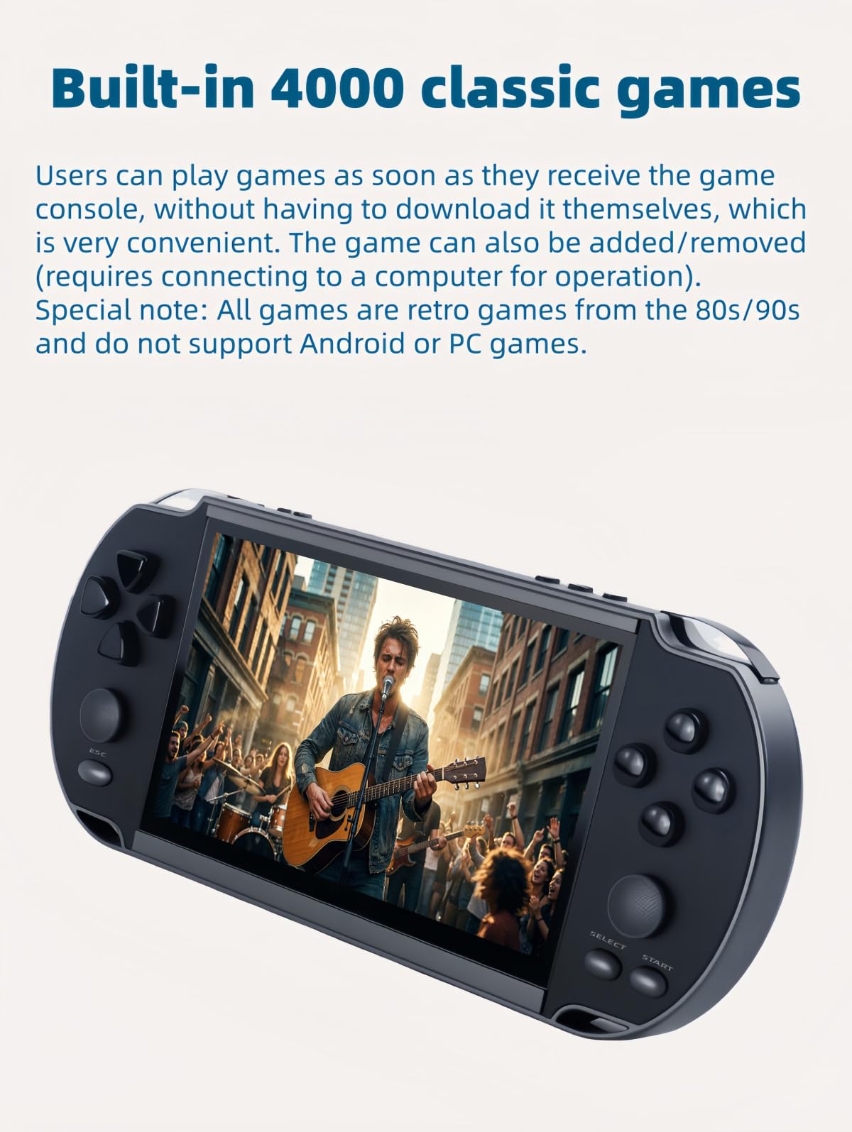 JXD 5,1 pollici Console Portatile Multifunzionale per Videogiochi 4000 giochi Retrò Lettore di gioco Mini sala giochi Emulatore Multiplo MP3/4 Regalo per le Feste Per Interni Esterni e Viaggi