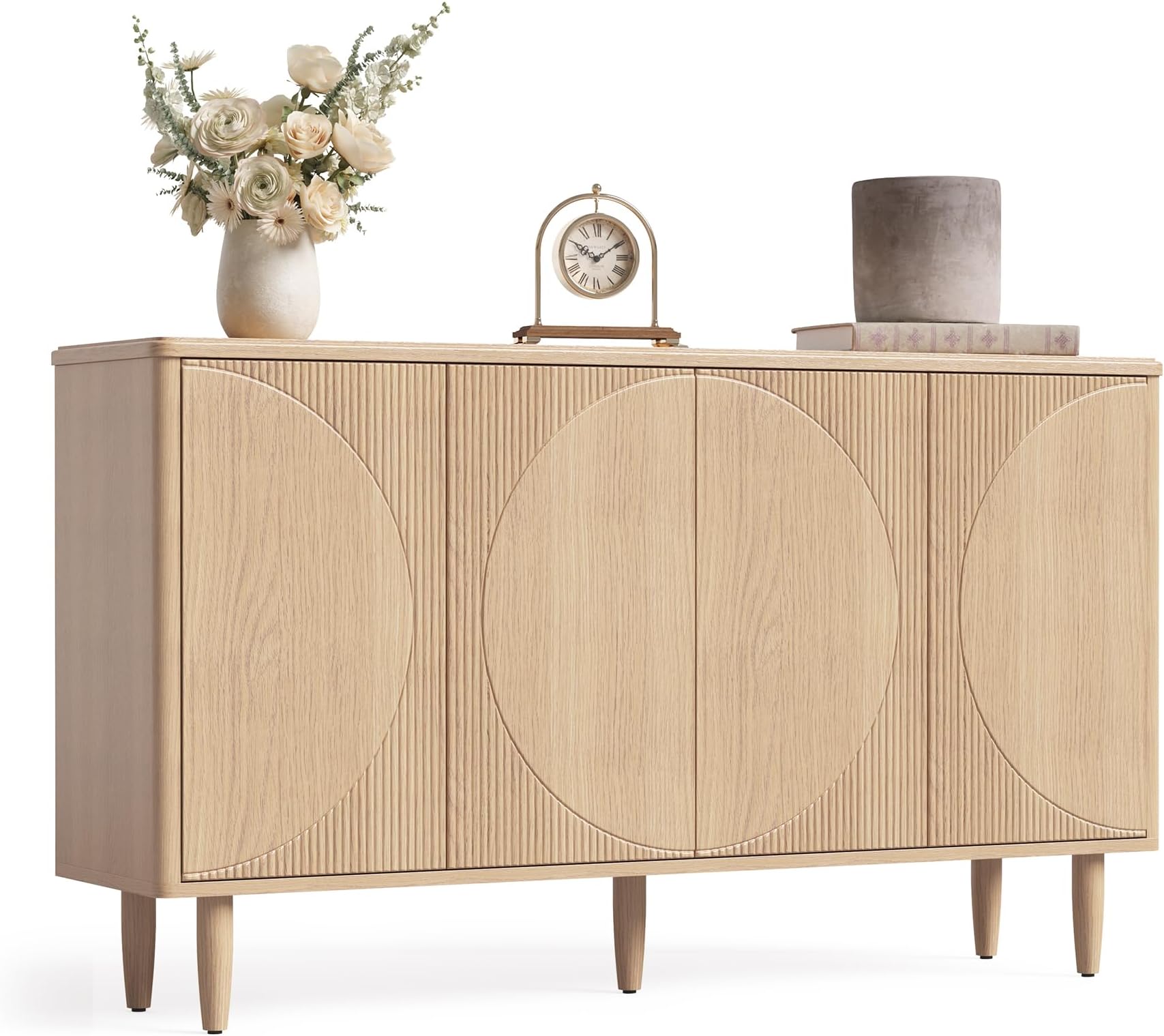 - LITTLE TREE 59-Inch Buffet Cabinet Sideboard with Storage, Modern Sideboard Buffet Table with Doors for Living Room, Dining Room