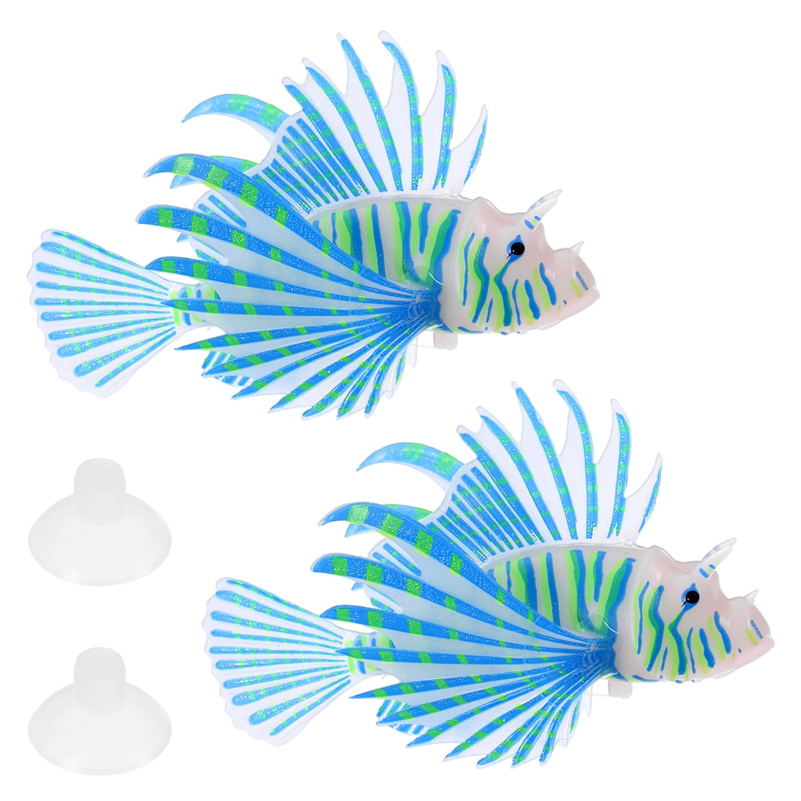 M METERXITY 2-Pack Artificial Glowing Lion Fish 4.53"x2.95", Blue